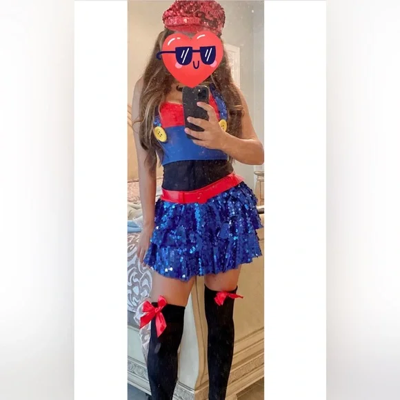 Starline Sexy Heroic Plumber Mario 5 Piece Costume - Picture 2 of 2